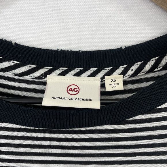 AG Adriano Goldschmied Top Womens XS Black Striped Comfy Casual Fitted Grunge - Picture 12 of 16